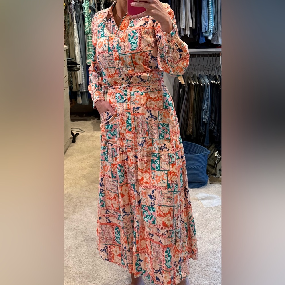 Venus Colorful Longsleeve Button-down Shirt Dress